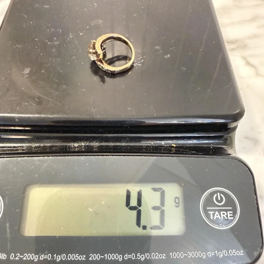 10K Yellow Gold Smoky Quartz White Accent Stone Bypass Ring SA 4.3g Size 5 MCM